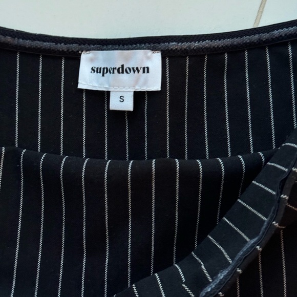 Black and white pinstripe strapless jumpsuit - Picture 3 of 4